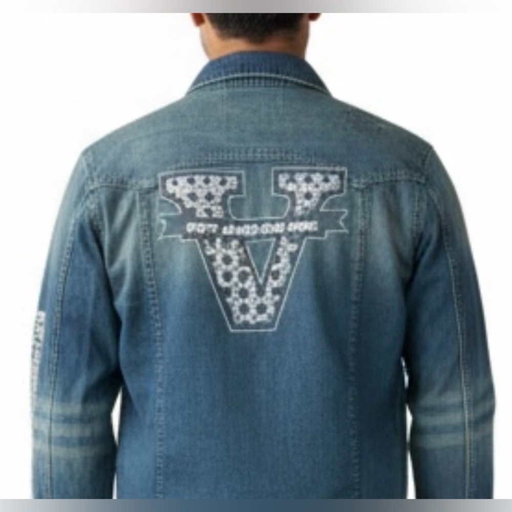 VSCT | Vintage Men’s VSCT Denim Shirt with Logo Patches | Clubwear | Y2K EUC L. - Picture 2 of 13